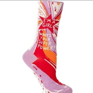 Blue Q “what’s your super power?” Crew socks NWT!